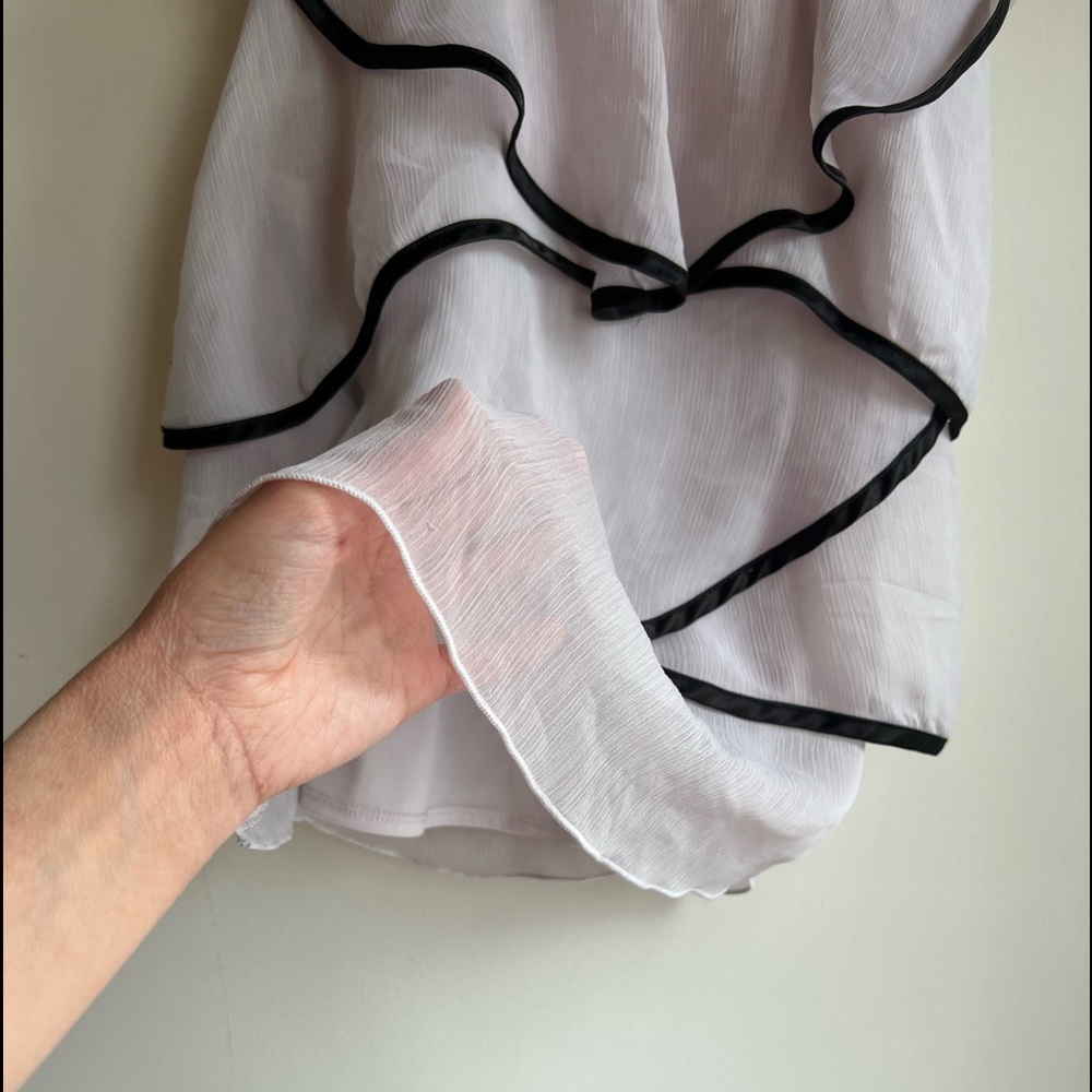 Black & White Ruffled Sleeveless Blouse